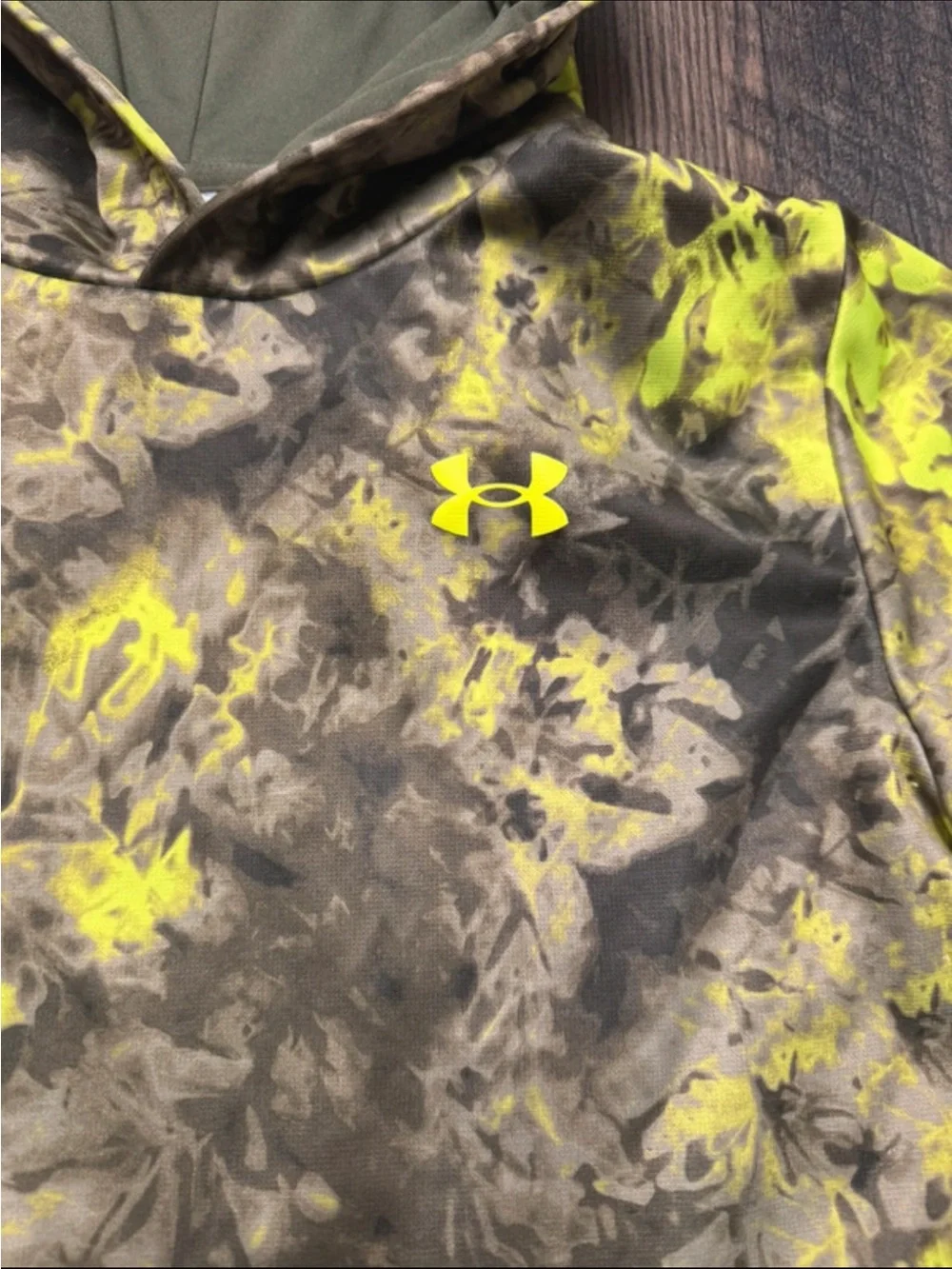 Under Armour Boys YLG Camo Hoodie | Green & Neon Yellow